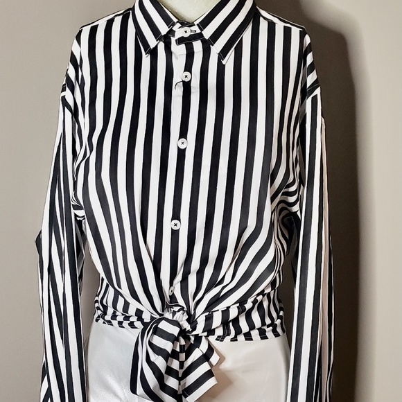 STYLISH Zara Bold Stripe Oversized Button-up NWT - Picture 1 of 8